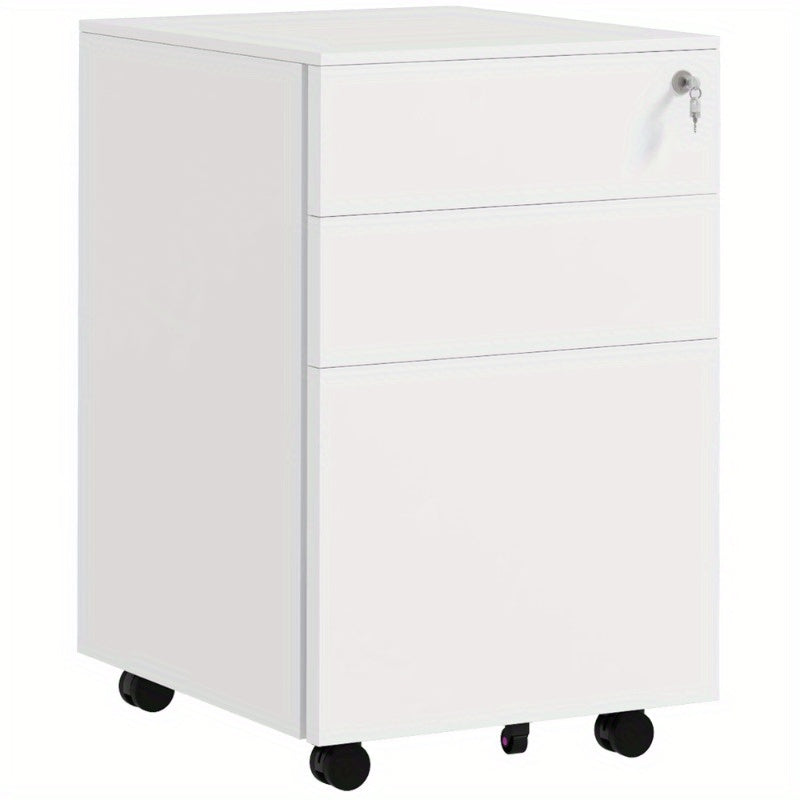 Rollende Ladekast – Mobiele Archiefkast – Verrijdbare Bureaukast – Ladeblok Op Wieltjes – Kantoorkast – Met Slot – Stalen Constructie – Compact 37x43,5x60 cm