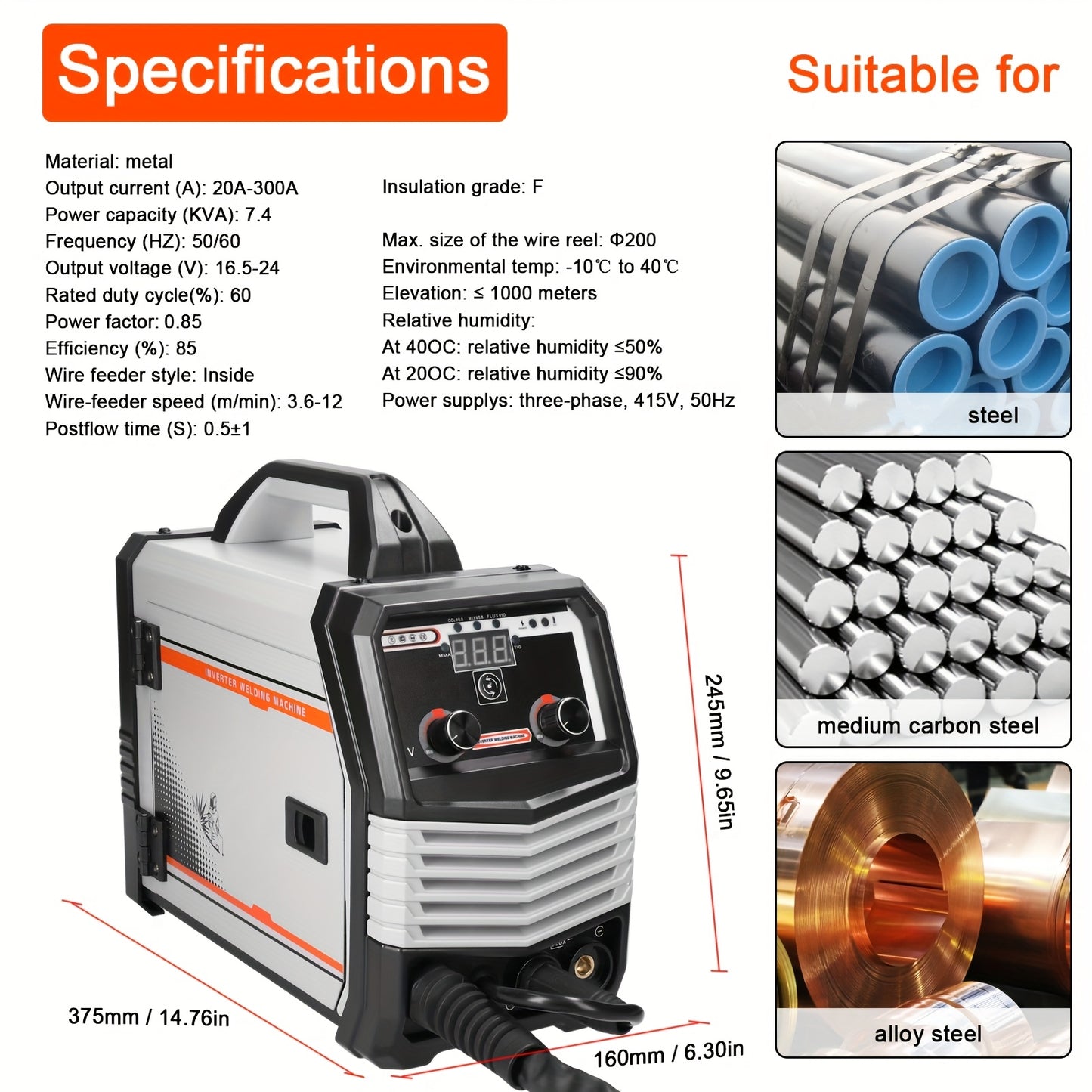Lasmachine – Inverter Lasapparaat – MIG MMA MAG TIG – 160 Ampère – Compact En Draagbaar – Dual Voltage 230V