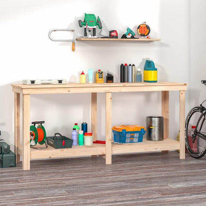 Werkbank – Werktafel – Klusbank – Houten Werkplek – Opbergmeubel – Stevig Massief Vurenhout – Groot Werkblad 180x50 cm