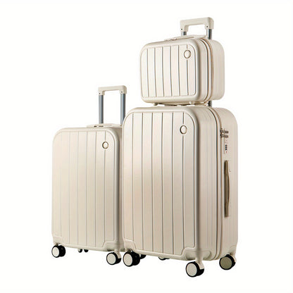 Kofferset – Reiskoffer Set – Trolley – Handbagage – Ruimbagage – PC Materiaal – Krasbestendig & Lichtgewicht – 3-Delig 14/20/28 Inch – Stille Spinner Wielen – Combinatieslot – Goud
