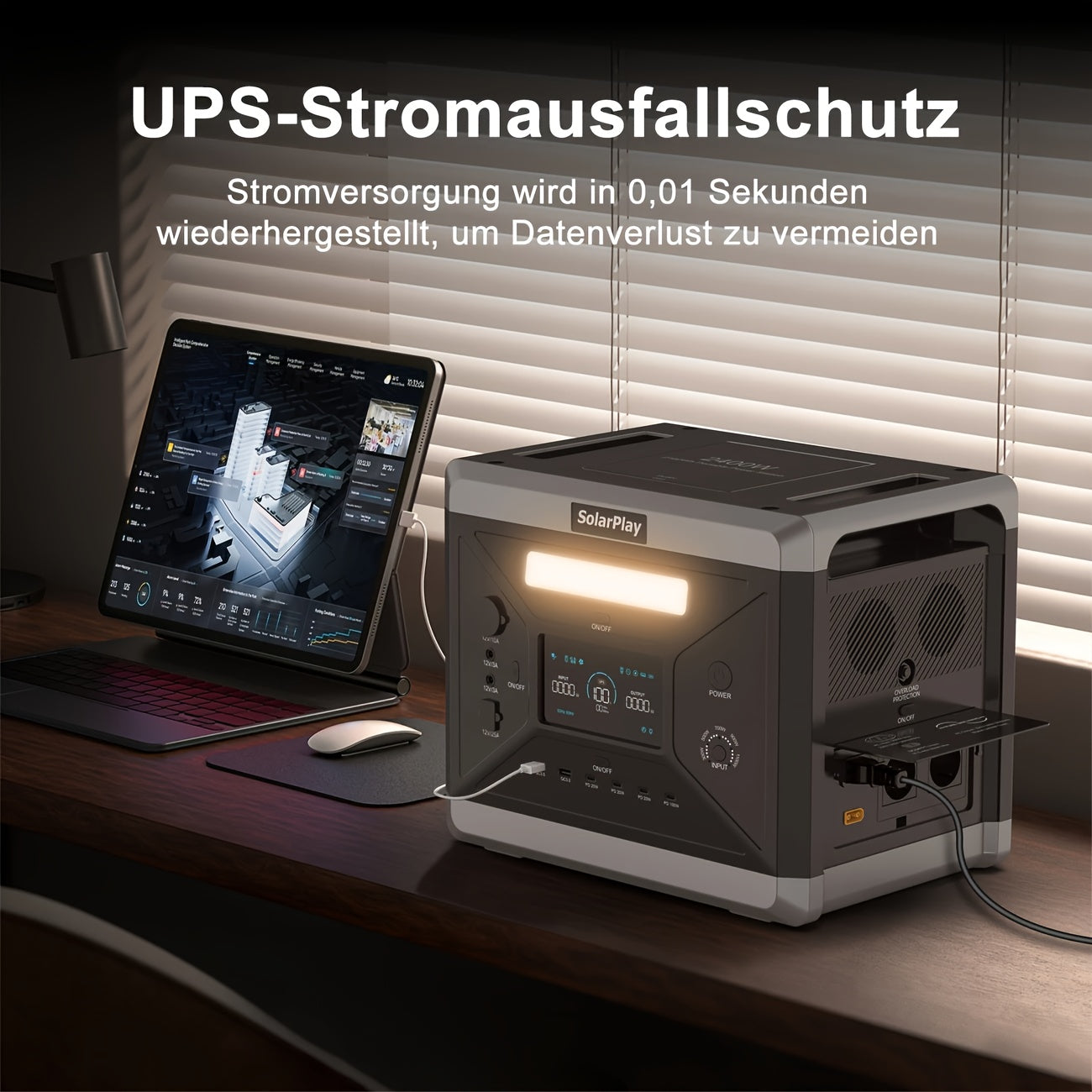 Draagbare Powerstation – Noodstroomgenerator – Energieopslag – Zonne-accu – Camping Accu – 2160Wh LiFePO4 Batterij – 2400W Continu Vermogen