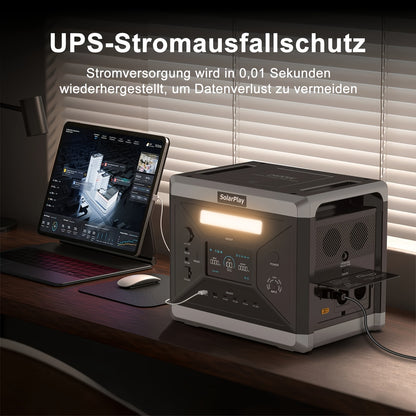 Draagbare Powerstation – Noodstroomgenerator – Energieopslag – Zonne-accu – Camping Accu – 2160Wh LiFePO4 Batterij – 2400W Continu Vermogen