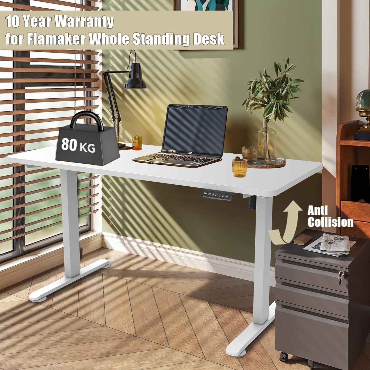 Bureau Verstelbaar – Zit Sta Bureau – Hoekbureau – Computerbureau – Werktafel – 120x60 cm – Stabiel Metalen Frame – In Hoogte Verstelbaar