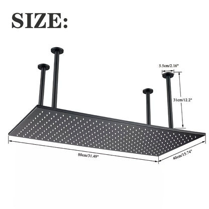 Regendouchekop – Regendouche – Douchekop – Hoofddouche – Plafonddouche – Mat Zwart – Groot Formaat 40,64x81,28 cm – Hoogwaardige Waterverdeling