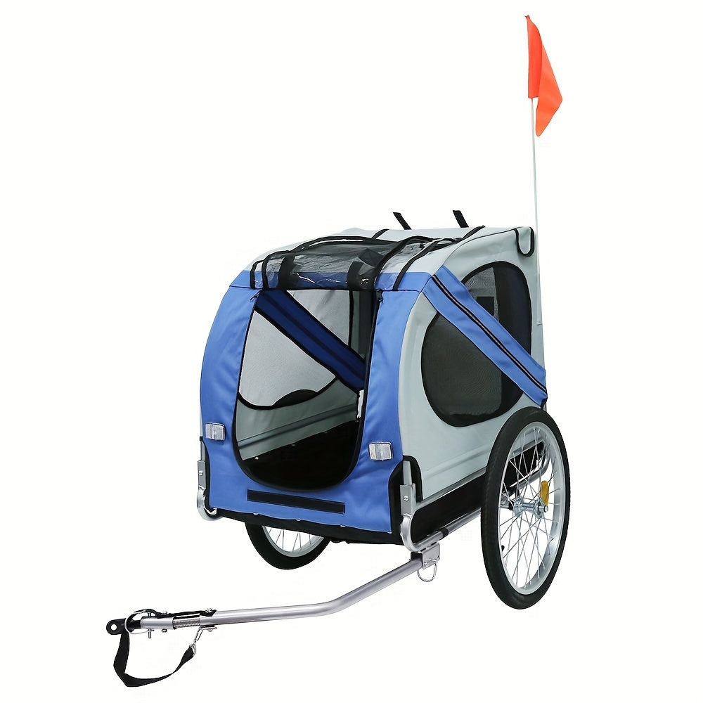 Hondenwagen – Hondenbuggy – Huisdierenwagen – Wandelwagen – Fietskar – Opvouwbaar – Stalen Frame Met Oxford Stof – Max. Draaggewicht 40 kg – Blauw/Groen/Oranje/Zwart