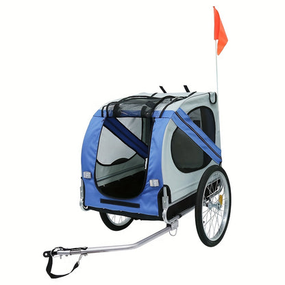 Hondenwagen – Hondenbuggy – Huisdierenwagen – Wandelwagen – Fietskar – Opvouwbaar – Stalen Frame Met Oxford Stof – Max. Draaggewicht 40 kg – Blauw/Groen/Oranje/Zwart