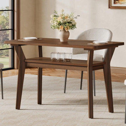 Eettafel – Tafel – Keukentafel – Dinertafel – Tafeltje – 47 Inch Farmhouse Tafeltje Voor 4 Personen – 2-Laags Opbergruimte – Massief Houten Poten