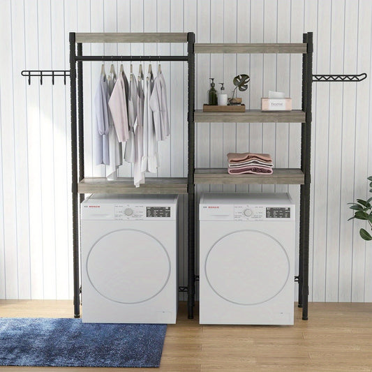 Heavy-Duty Laundry Room Shelving Unit - Over Washer/Dryer Organizer, 71.12cm Wide, Space-Saving Laundry Storage Shelves, Freestanding Garage/Basement Shelving, No Assembly Required, Laundry Room Organization, Garage & Basement Storage, Retro Style Shelves