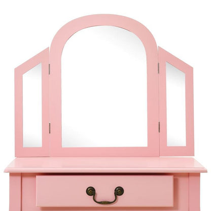 Dressing table with stool 65x36x128cm paulownia wood MDF pink