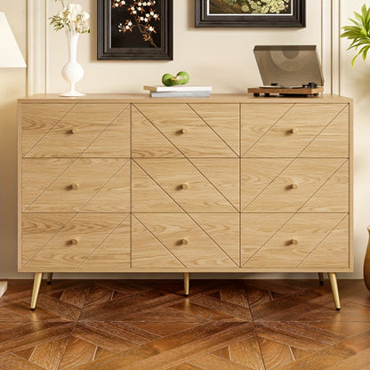 Ladekast – Kast – Dressoir – Opbergmeubel – Kledingkast – Metalen Poten – Bamboe Materiaal – Natuurlijke Beige Kleur – 3,2 Kubieke Voet Opbergruimte – Stevig En Duurzaam