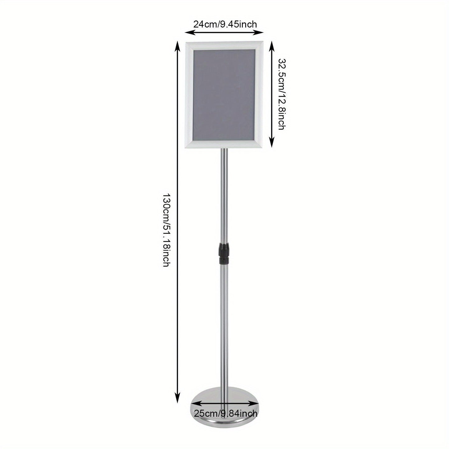Folderhouder – Brochurehouder – Folderrek – Reclamehouder – Display – Verstelbare Hoogte 80-130 cm – RVS en PVC
