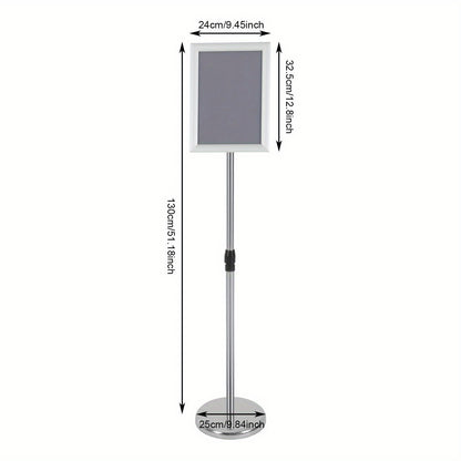 Folderhouder – Brochurehouder – Folderrek – Reclamehouder – Display – Verstelbare Hoogte 80-130 cm – RVS en PVC