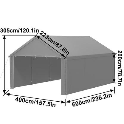 Opvouwbare Opslagtent – Tuinkantoor – Garage Tent – Feesttent – Buitenschuur – 4x6 Meter – Stevig Gegalvaniseerd Staal – Rolluiken Met Rits