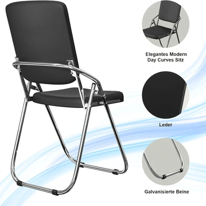 Opvouwbare stoel – inklapstoel – klapstoel – kampeerstoel – vouwstoel – Set van 4 – Stalen frame & PU-kunstleer – Ergonomische rugleuning met armleuningen