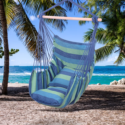 Hangstoel – Hangstoel Met Standaard – Hangmatstoel – Schommelstoel – Tuinstoel – Regenboogstrepen – Draagkracht Tot 150 kg – Zitbreedte 80 cm