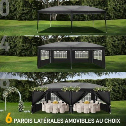 Tuinfeest Tent – Partytent – Paviljoen – Feesttent – Buitentent – 3x6m Pop-up – Waterdicht – Stalen Frame – Zwart