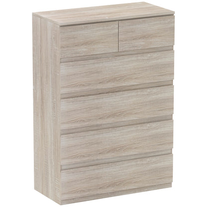 Commode – Ladekast – Dressoir – Kast – Opbergkast – Natuurlijk Hout – 6 Lades – Anti-Kantelbeveiliging – Strak Minimalistisch Design