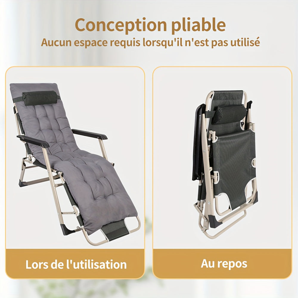 Inklapbare Strandstoel – Opvouwbare Tuinstoel – Balkonstoel – Ligstoel – Strandligstoel – Verstelbare Rugleuning – Lichtgewicht Stalen Frame