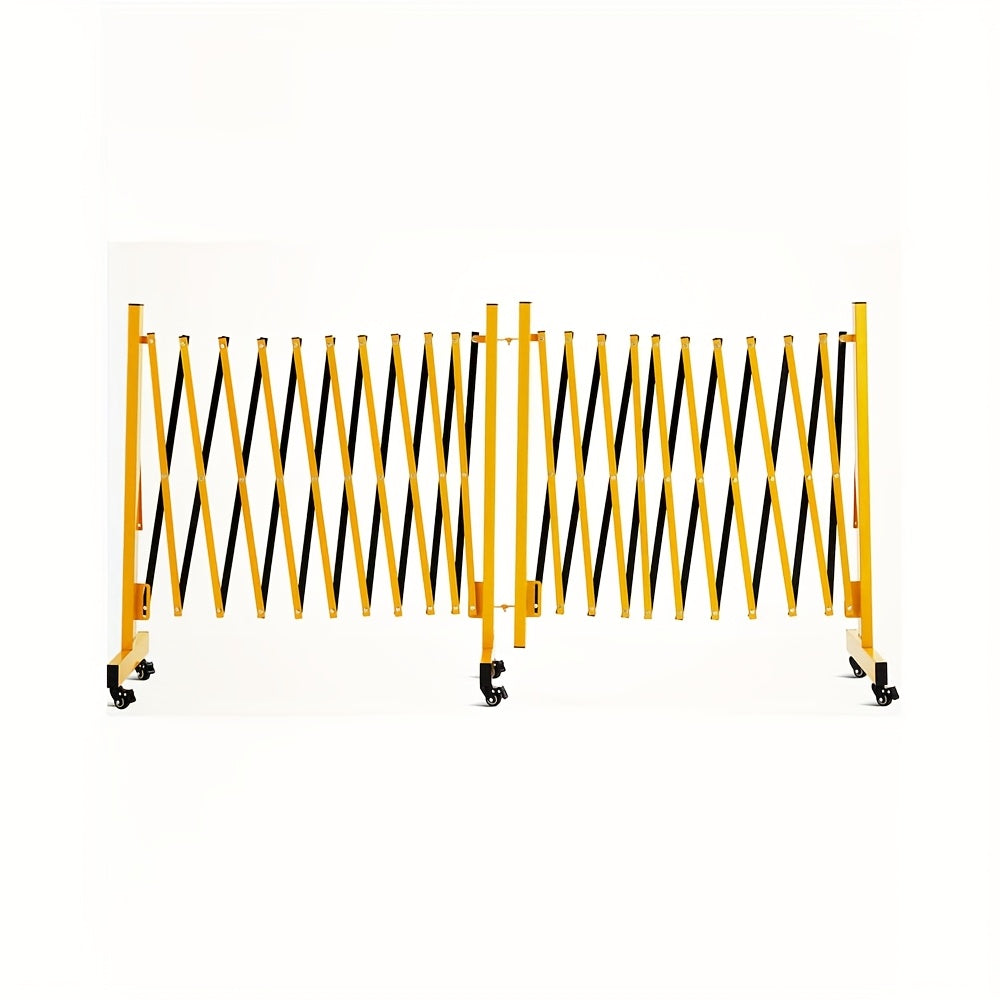 4.88meter Retractable Scissor Gate Barrier with Locking Wheels - Heavy-Duty Folding Safety Barricade, Adjustable Height & Width, Portable Traffic Blocker with Sturdy Base for Driveway, Crowd Control, Construction Zones, Event