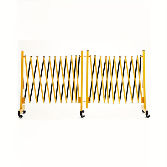4.88meter Retractable Scissor Gate Barrier with Locking Wheels - Heavy-Duty Folding Safety Barricade, Adjustable Height & Width, Portable Traffic Blocker with Sturdy Base for Driveway, Crowd Control, Construction Zones, Event