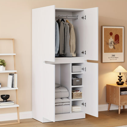 Opbergkast Hal – Opbergmeubel Entree – Schoenenkast – Kast Met Vakken – Slanke Halmeubel – Natuurlijk Bamboe – 70x40x170 cm – Dubbeldeurs Design