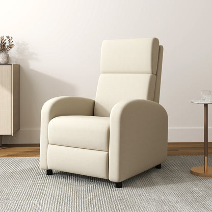 Relaxfauteuil – Relaxstoel – TV Stoel – Verstelbare Stoel – Fauteuil Crème – Verstelbare Rugleuning Tot 160° – Opklapbare Voetensteun