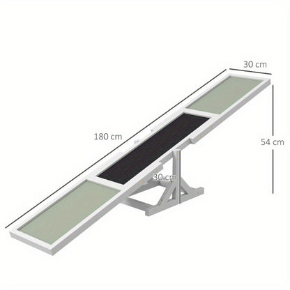 Hondenbalans Trainer – Honden Agility Speelgoed – Hondentrainingshulpmiddel – Balansbord – Dog Teeter – Stalen Constructie – Anti-Slip Basis – Compact 180x30x30 cm – Geschikt Voor Kleine En Middelgrote Honden Tot 30 kg