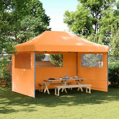 Partytent – Tent – Pavillon – Feesttent – Pop-up Tent – Oranje Kleur – Inklapbaar & Met 3 Zijwanden – Waterafstotend & Compact