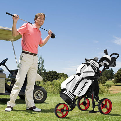Golfkarretje – Golftrolley – Golfwagen – Golfcaddy – Golfpushcart – Inklapbaar en Lichtgewicht – Verstelbaar Zitje en Handvat