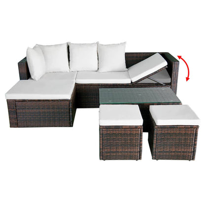 Loungebank – Loungeset – Hoekbank – Terrasbank – Tuinbank – 4-delig – Weerbestendig PE-Rattan – Comfortabele Afneembare Kussens – Zwart