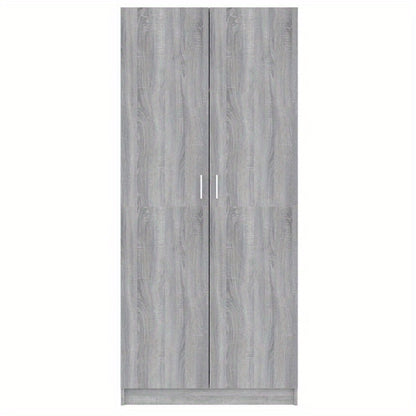 Kledingkast – Garderobekast – Opbergkast – Kledingrek – Kast – Grijs Sonoma Eikenkleurig – Ruimtebesparend 80x52x180 cm – Stevig Bewerkt Hout