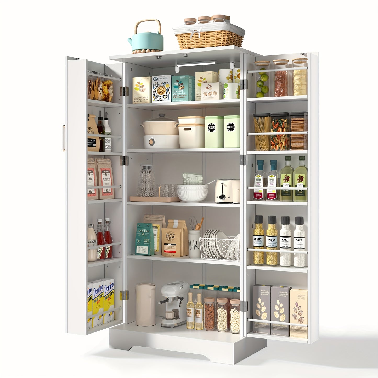 Keukenkast – Keukenrek – Opbergkast – Buffetkast – Wandkast – Wit – Verstelbare Planken – Dubbele Deuren