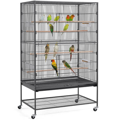 Vogelkooi – Vogelkooi XXL – Nestkast – Vogelhuis – Vogelren – Metaal – Groot Formaat 93,5x56,5x113 cm – Wielen Met Rem