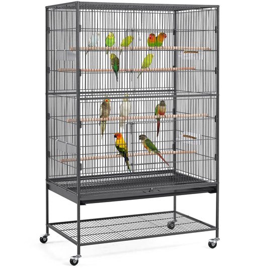 Vogelkooi – Vogelkooi XXL – Nestkast – Vogelhuis – Vogelren – Metaal – Groot Formaat 93,5x56,5x113 cm – Wielen Met Rem
