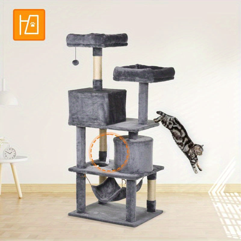 Krabpaal – Kattenboom – Kattenhuis – Krabmeubel – Kattentoren – Multi-Level Met Sisal Krabpalen – 60x50x145 cm Stevig Kattenmeubel Voor Binnen