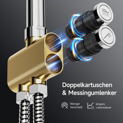 Regenkraan – Regendouche – Douchekop – Doucheset – Handdouche – 25 cm Grote Douchekop – RVS Mat Zwart Met 3 Straalsoorten