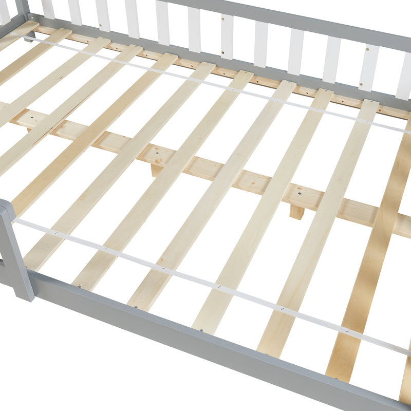Kinderbed – Kinderbedden – Eenpersoonsbed – Hoogslaper – Stapelbed – Huisstijl Design – Valbeveiliging – 120 x 200 cm – Houten Frame