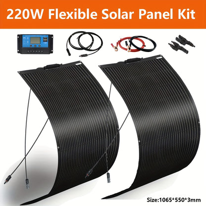 Flexibele Zonnepaneelset – Buigzame Zonnepanelen – Lichtgewicht Zonnepanelen – Zonne-energiesysteem – 220W Vermogen – Hoog Rendement 23%