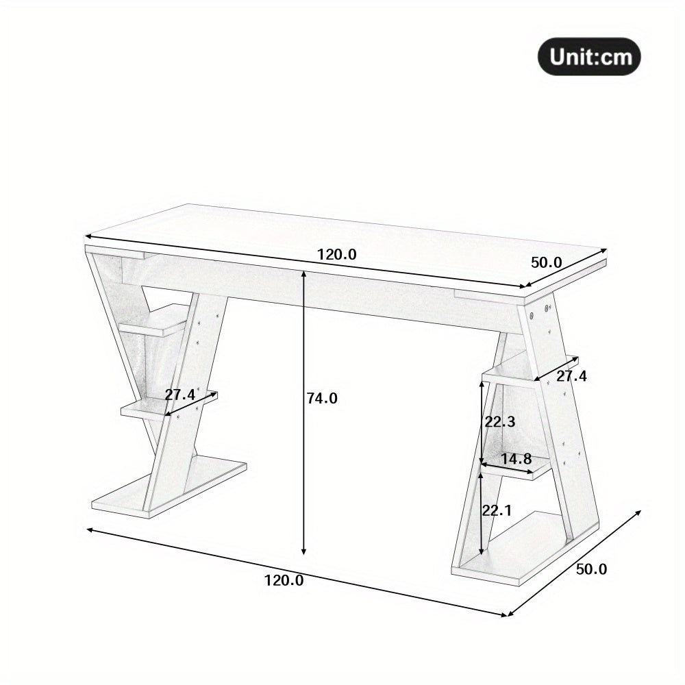 Bureau – Bureautafel – Werkplek – Computertafel – Computerbureau – Modern X-frame – Ruim Werkblad – Open Opberglades – Stevig & Onderhoudsvriendelijk – Grijs/Wit