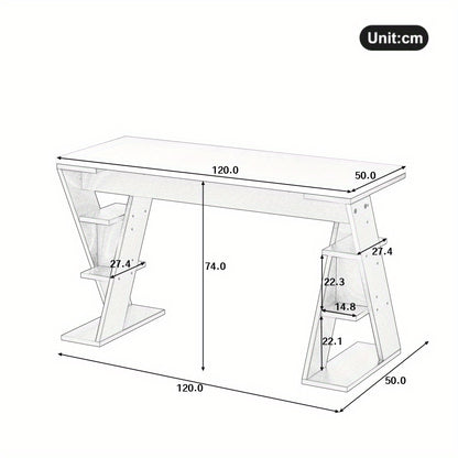 Bureau – Bureautafel – Werkplek – Computertafel – Computerbureau – Modern X-frame – Ruim Werkblad – Open Opberglades – Stevig & Onderhoudsvriendelijk – Grijs/Wit