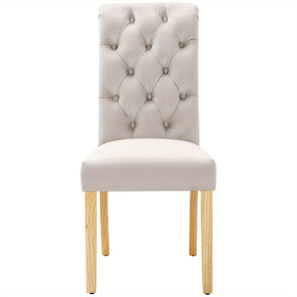 Eetkamerstoel – Stoel – Kuipstoel – Meubel – Lounge Stoel – Set Van 6 Beige Velvet Stoelen – Eikenhouten Poten – Metalen Frame