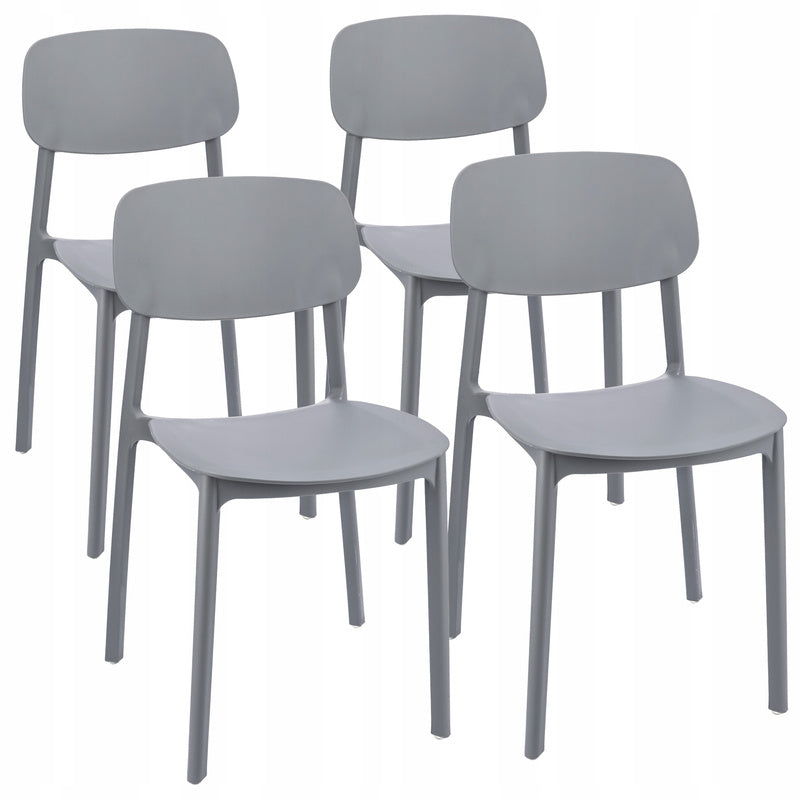 Stoel – Eetkamerstoel – Tuinstoel – Kunststof Stoel – Polypropyleen Stoel – Weerbestendig – Set Van 4 – Zithoogte 43 cm – Max Draagvermogen 120 kg