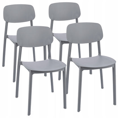 Stoel – Eetkamerstoel – Tuinstoel – Kunststof Stoel – Polypropyleen Stoel – Weerbestendig – Set Van 4 – Zithoogte 43 cm – Max Draagvermogen 120 kg