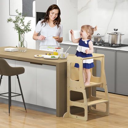 Loopstoel – Peuter Toren – Loopwagen – Loopstoeltje – Babyloopstoel – Houten 3-in-1 Stapelkruk – Inclusief Krijtbord – Veilig En Stevig Design