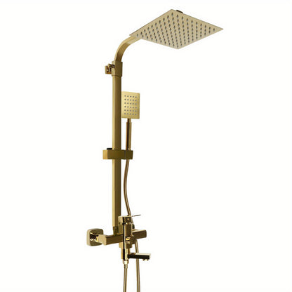 Doucheset – Douchekraan – Regendouche – Stortdouche – Handdouche – Verstelbare Hoogte 85-124 cm – Messing Gouden Afwerking
