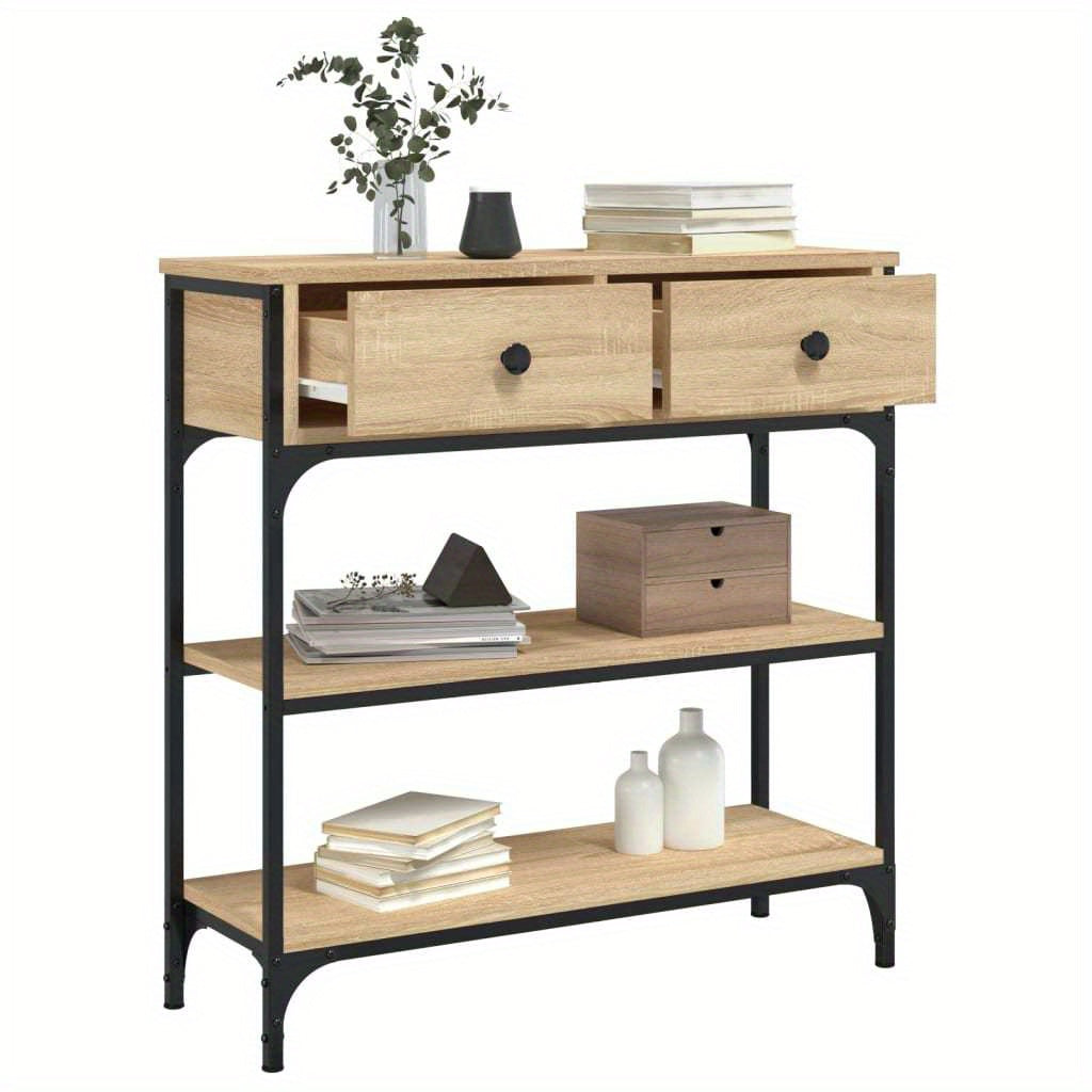 Sidetable – Consoletafel – Wandtafel – Haltafel – Bijzettafel – Sonoma Eiken – MDF En Metaal – Compact Ontwerp Met Opbergruimte