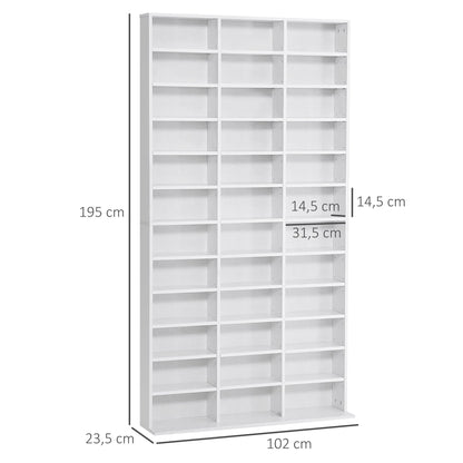 CD/DVD Opbergmeubel – Cd Rek – Cd Kast – Cd Organizer – Cd Stelling – 36 Verstelbare Vakken – 1116 Cd’s Opslagcapaciteit – Wit