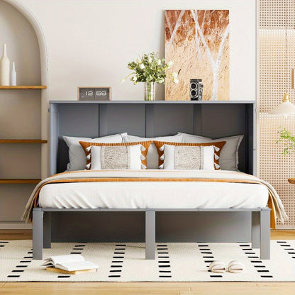 Opklapbed Metaal – Wandbed – Space-Saving Bed – Foldaway Bed – Opklapbed Met Kast – Stevig Metalen Frame – Inclusief Verticale Opbergkast (140x200 cm)