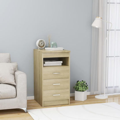 Sideboard – Dressoir – Opbergkast – Kast – Ladenkast – Sonoma Eiken – Compact Ruimtebesparend – Hout Met Metalen Accenten