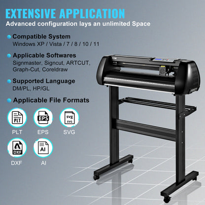 Snijplotter – Vinyl Cutter – Plotter – Snijmachine – Snijapparaat – Bluetooth Connectie – Stalen Roller-As – Snijbreedte 63 cm – Compleet Accessoirespakket